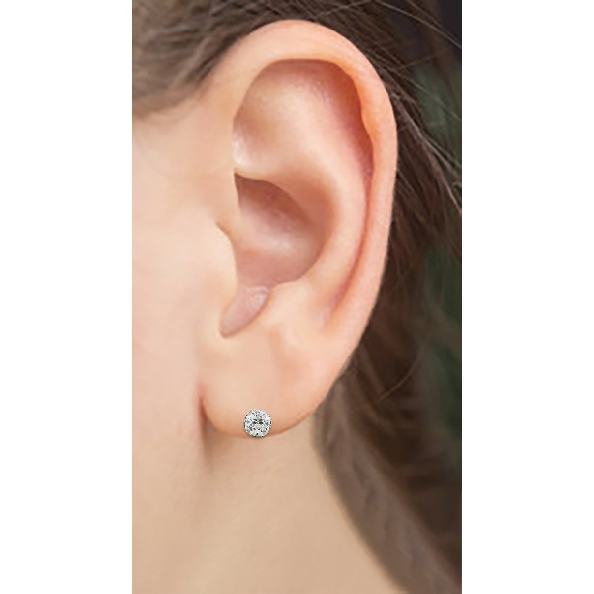 Brinco de diamante antigo de minerador com corte almofada 2 quilates em ouro branco 14K - harrychadent.pt