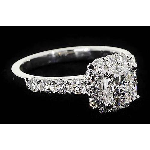 Almofada de diamante anel de noivado halo 2 quilates ouro branco 14K - harrychadent.pt