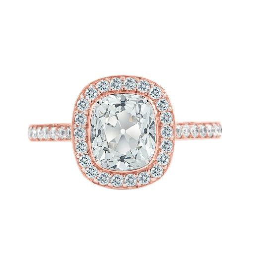 Almofada Halo Diamond Old Mine Cut Anel com moldura acentuada conjunto de 3 quilates - harrychadent.pt