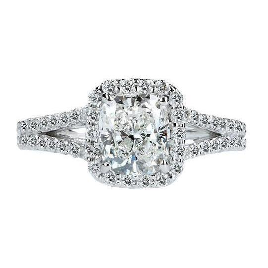 Almofada Halo Diamond Anel de noivado real de 2.75 quilates em ouro branco 14K - harrychadent.pt