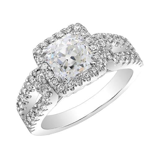 Almofada Halo Ring Old Miner Diamond Split Shank Jóias 4.75 quilates - harrychadent.pt
