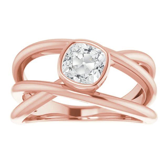 Cushion Old Miner Diamond Solitaire Ring Center Stone Setting: Bezel Set Gold 2.50 quilates - harrychadent.pt