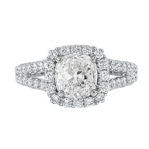 Almofada Old Miner Diamond Halo Aliança de casamento Split Shank 5.50 quilates - harrychadent.pt