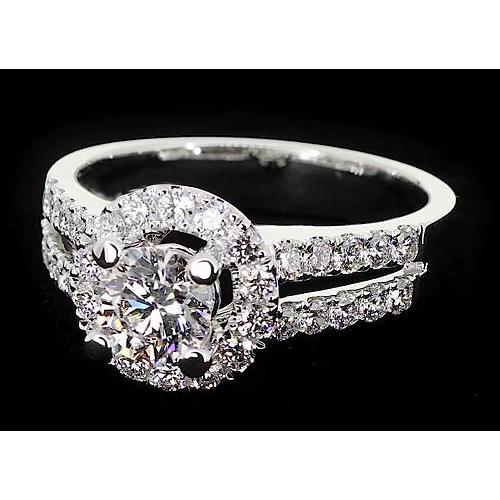 Anel de aniversário de diamante 2 quilates Halo ouro branco 14K joias - harrychadent.pt