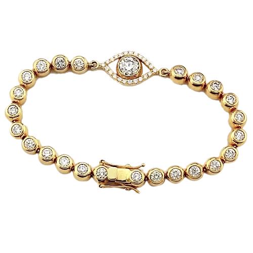 Pulseira de diamante com moldura de 10.75 quilates Conjunto Olho Maligno e ouro amarelo 14K - harrychadent.pt