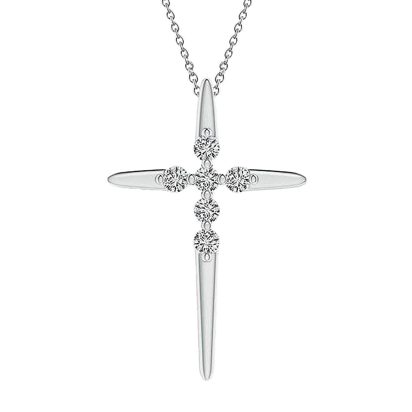 Colar com pendente de diamante em cruz 2.10 Ct. Joias femininas de ouro branco 14K - harrychadent.pt