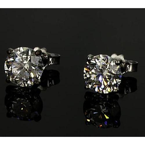 Brincos de diamante 1.50 quilates conjunto de pinos redondos em ouro branco 14K - harrychadent.pt