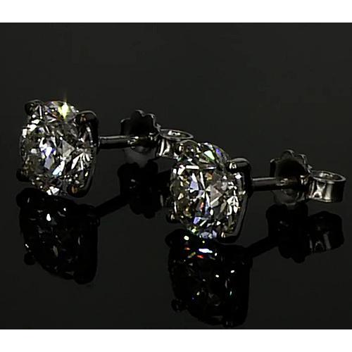 Brincos de diamante 1.50 quilates conjunto de pinos redondos em ouro branco 14K - harrychadent.pt