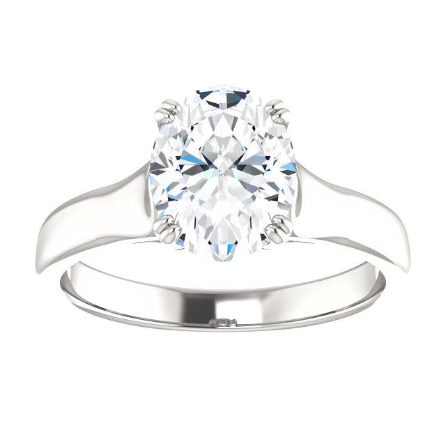 Anel Solitaire Oval de Noivado de Diamante Ouro Branco 3.50 quilates - harrychadent.pt