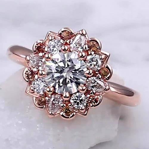 Anel de noivado de diamante 2 quilates Halo Lotus Flower Rose Gold - harrychadent.pt