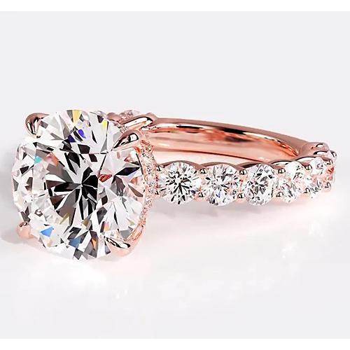 Anel de noivado de diamante 6.40 quilates joias femininas de ouro rosa - harrychadent.pt