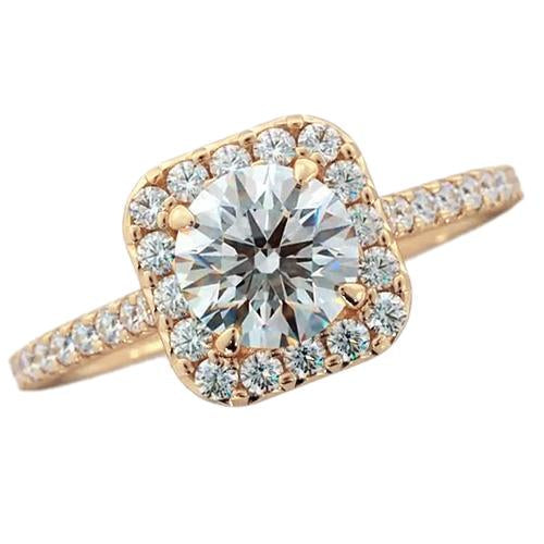Anel de noivado de diamante Halo 2.25 quilates ouro amarelo joias femininas - harrychadent.pt