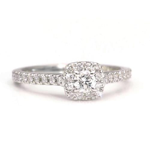 Anel de noivado de diamante Halo 1.25 quilates ouro branco joias femininas - harrychadent.pt