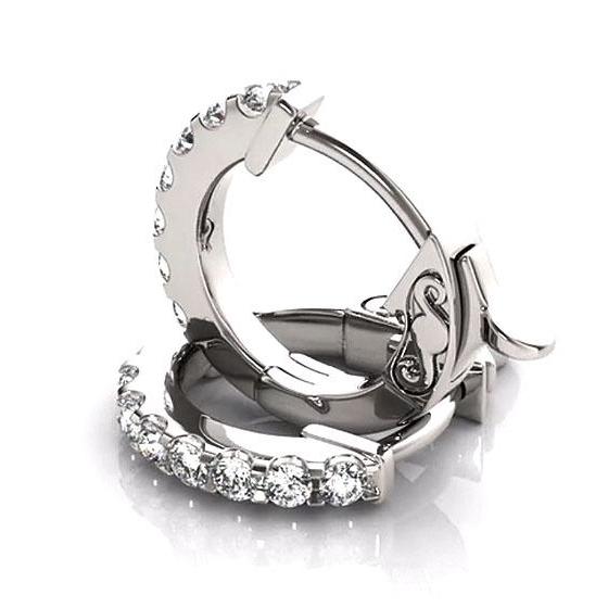 Brincos de argola de diamante 2 quilates F x 1 ouro branco 14K - harrychadent.pt
