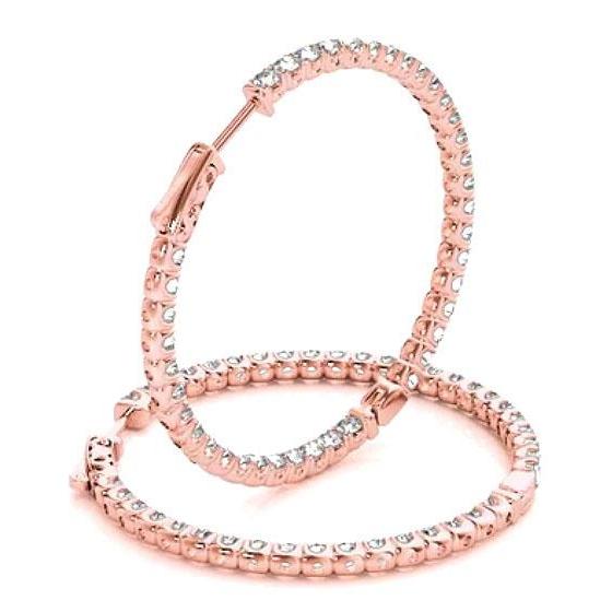 Brincos de argola de diamante 4 ct cravação de pino em U ouro rosa - harrychadent.pt