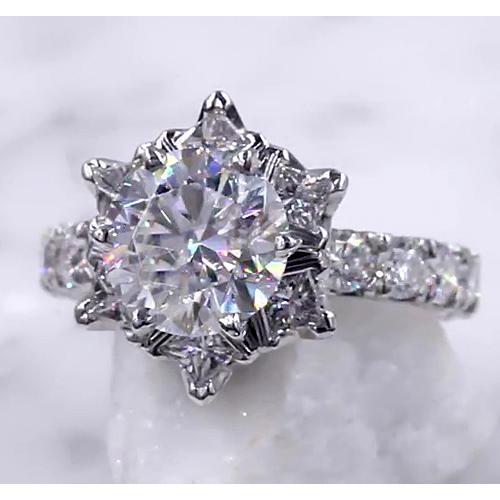 Anel de diamante Starburst 3 quilates feminino 14K ouro branco joias - harrychadent.pt