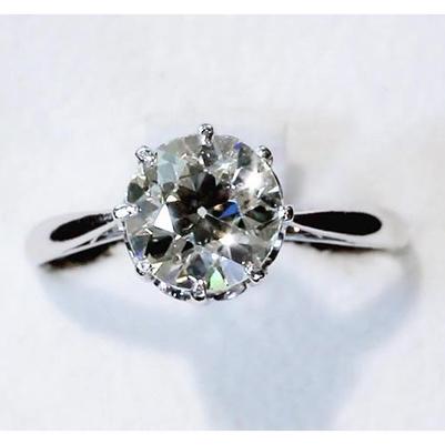 Diamante Solitaire Ring 2.50 quilates Old Mine clássico feminino joias - harrychadent.pt