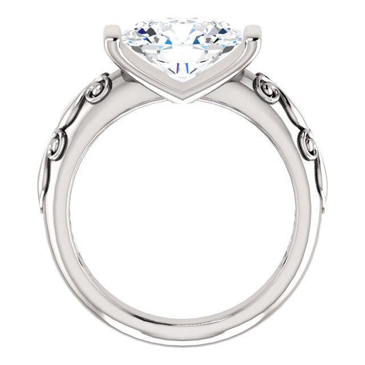 Anel Solitário de Diamante Estilo Antigo 2.50 Quilates Filigrana em Ouro Branco - harrychadent.pt