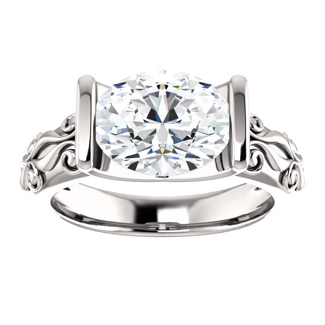 Anel Solitário de Diamante Estilo Antigo 2.50 Quilates Filigrana em Ouro Branco - harrychadent.pt