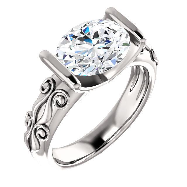 Anel Solitário de Diamante Estilo Antigo 2.50 Quilates Filigrana em Ouro Branco - harrychadent.pt