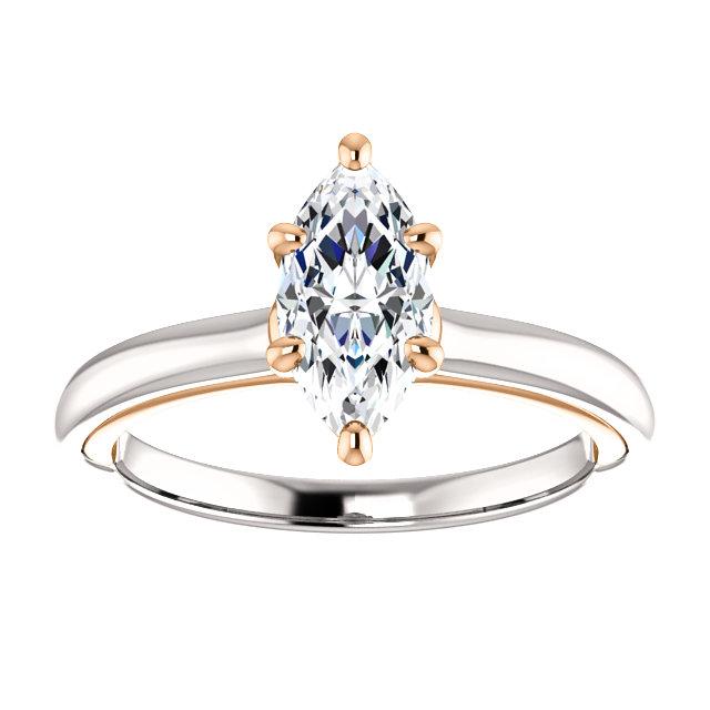 Diamante Solitaire Ring Marquise Cut 1 Quilate Two Tone Ladies Jóias - harrychadent.pt