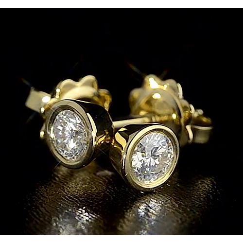 Brinco de diamante em ouro amarelo 14K redondo G Vs1 1.50 quilates - harrychadent.pt
