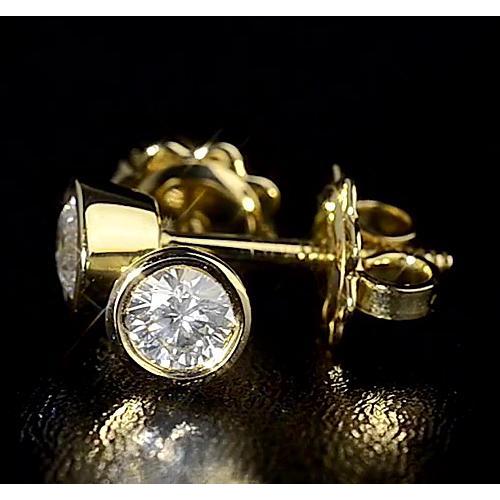 Brinco de diamante em ouro amarelo 14K redondo G Vs1 1.50 quilates - harrychadent.pt