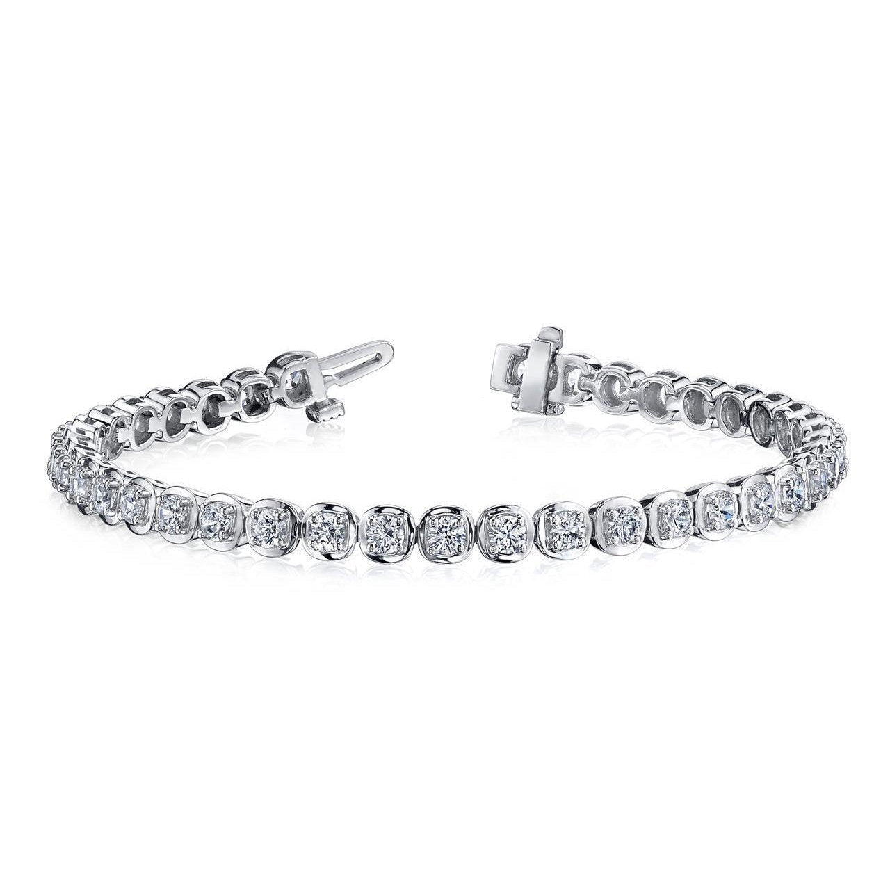 Pulseira de tênis de diamante 5.85 ct. Rodada 39 Pedras WG 14K - harrychadent.pt