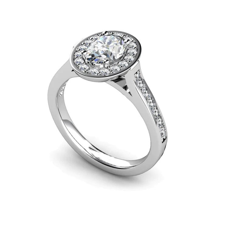Anel de Noivado de Diamante Halo de 1,75 Quilates em Ouro Branco 14K