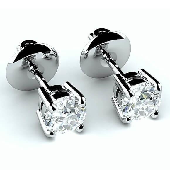 Brincos de cravo de diamantes 4.00 ct Conjunto de quatro pontas com corte redondo em ouro branco - harrychadent.pt