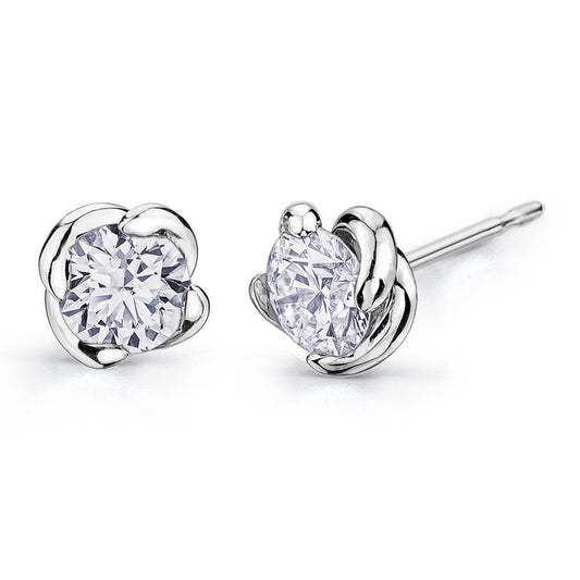 Diamantes Studs Brincos Flor Estilo 1,60 Quilates 14K Ouro Branco - harrychadent.pt