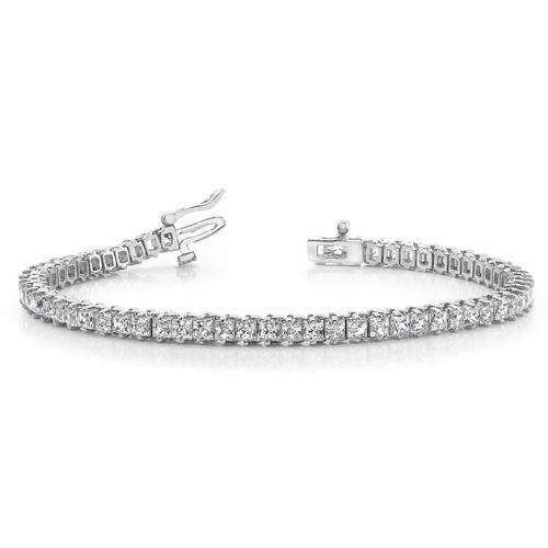 Pulseira Diamonds Tennis em Ouro Branco Princess Cut Espumante 7,20 Ct - harrychadent.pt