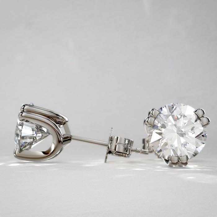 Conjunto de pontas duplas com 3 quilates de diamante com corte redondo e brincos de ouro branco - harrychadent.pt