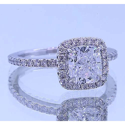 Pontas de Garra de Águia Almofada Halo anel de diamante de aniversário 3,50 quilates