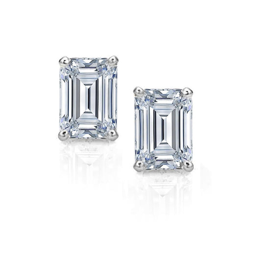 Brincos de cravo feminino de diamante com corte esmeralda ouro branco 2 quilates - harrychadent.pt