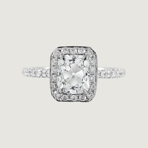 Anel de noivado Halo Cushion Cut Diamantes com lapidação de mina antiga 3.25 quilates - harrychadent.pt