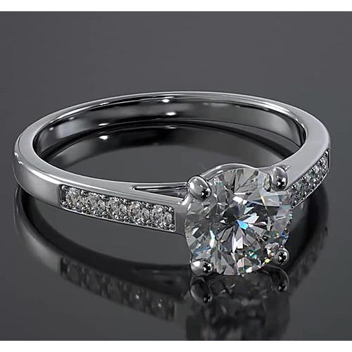 Anel de Noivado Catedral Cravejado Diamante Redondo Ouro Branco
