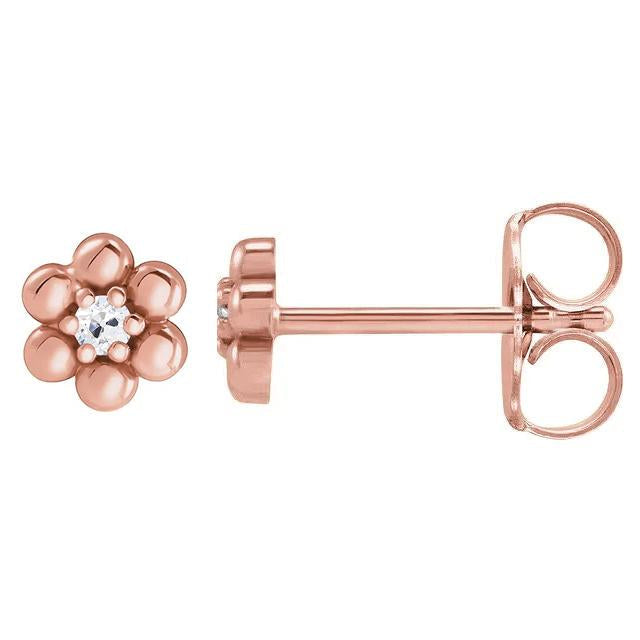 Brincos de flor em estilo flor com 2 quilates de diamantes de mineiro antigo ouro rosa - harrychadent.pt