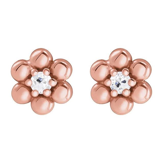Brincos de flor em estilo flor com 2 quilates de diamantes de mineiro antigo ouro rosa - harrychadent.pt