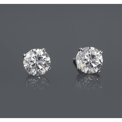 Brinco de diamante redondo de quatro pontas com 2 quilates - harrychadent.pt