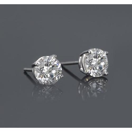 Brinco de diamante redondo de quatro pontas com 2 quilates - harrychadent.pt