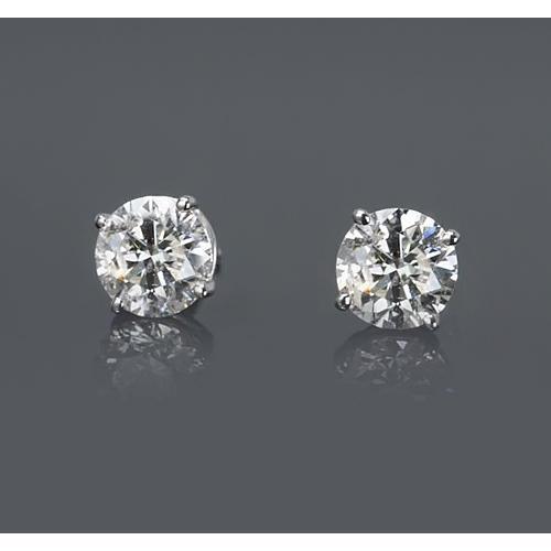 Brinco de diamante redondo de quatro pontas com 2 quilates - harrychadent.pt