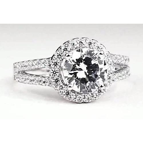 Anel de noivado de diamante Halo 3.50 quilates em ouro branco 14K - harrychadent.pt