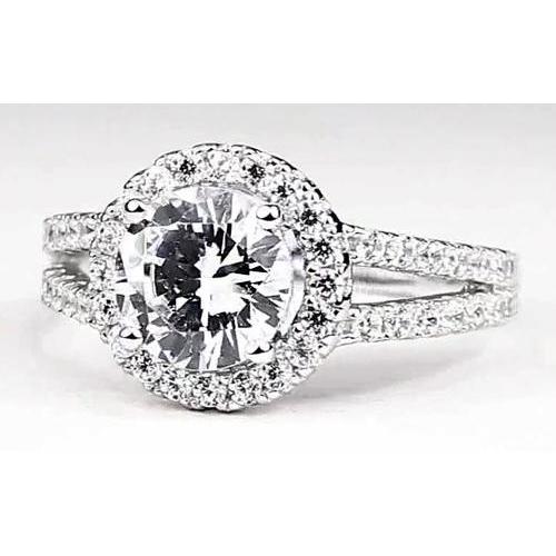 Anel de noivado de diamante Halo 3.50 quilates em ouro branco 14K - harrychadent.pt