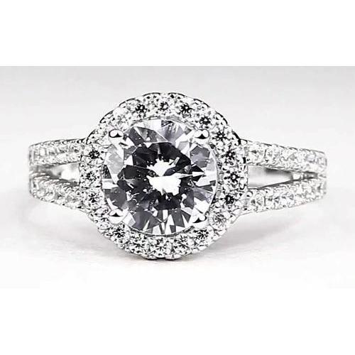 Anel de noivado de diamante Halo 3.50 quilates em ouro branco 14K - harrychadent.pt