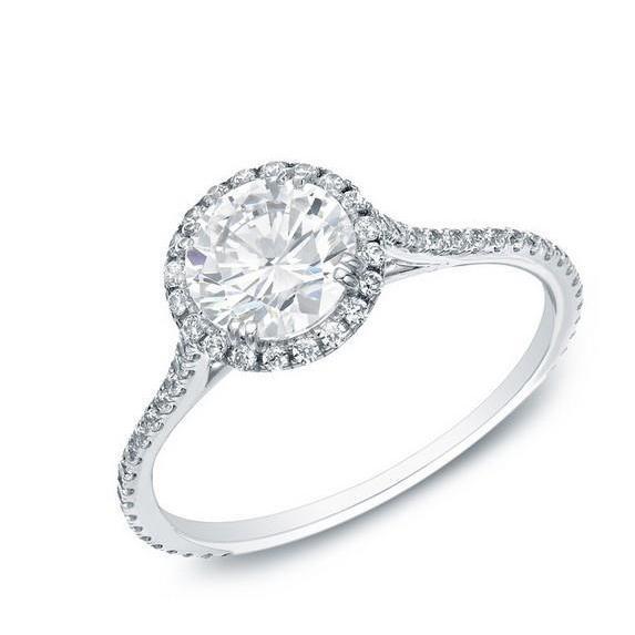 Anel de noivado Halo 3.25 quilates redondo diamante dourado branco 14K - harrychadent.pt