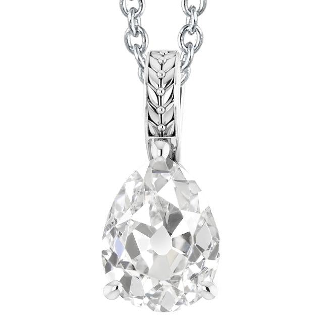 Ouro estilo antigo pêra antigo mineiro diamante corrediça pingente corrente 4 quilates - harrychadent.pt