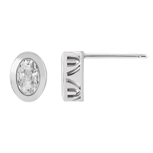 Gold Diamond Studs Oval Old Cut Center Stone Setting: Bezel Set 4 Quilates Ladies Jóias - harrychadent.pt