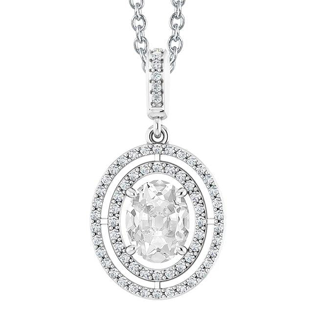 Ouro Halo Diamond Pendant Redondo e Oval Old Mine Cut 4 Quilates - harrychadent.pt