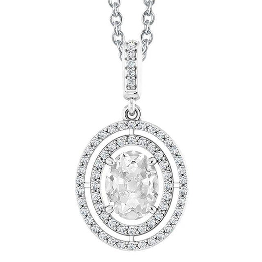 Ouro Halo Diamond Pendant Redondo e Oval Old Mine Cut 4 Quilates - harrychadent.pt